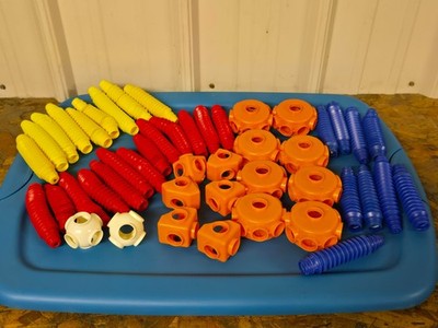 Vintage Tomy Popoids Construction Toys, 45 Pieces 1980's