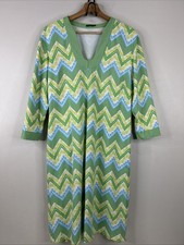J McLaughlin Gisel Catalina Cloth Women XL Green Yellow Blue 3/4 Sleeve Dress