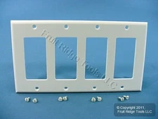Leviton 80412-NW White 4-Gang Decora Unbreakable Nylon Standard Wallplate Cover