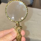 Ornate Gold-Tone Handheld Magnifying Glass Loupe w/ Purple Acrylic Handle — photo 3
