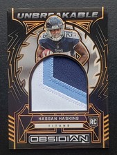 2022 Hassan Haskins Titans Obsidian Unbreakable Tri-color Rookie Patch 39/75