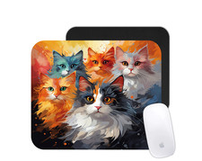 Colorful Cute Cat Print Mouse Pad   Rainbow Kittens Desk Mat Gift