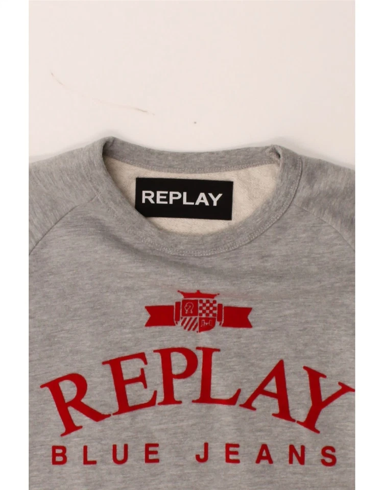REPLAY Womens Graphic Sweatshirt Jumper UK 14 Medium Grey Cotton AE05 - Imagem 4 de 4