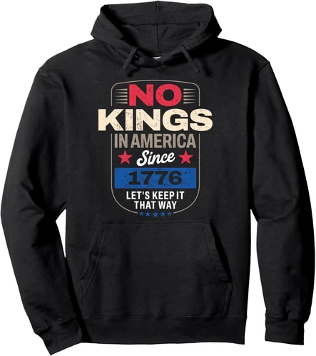Sweat à Capuche Unisexe No Kings America - Thème Independence / No Kings Day - Taille Adulte & Jeune - Neuf