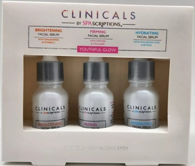 3Pack CLINICALS Facial Serums ~Brightening Vit C ~Firming Peptides ~Hydrating HA