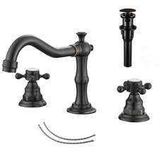 2 Handles 3 Holes Faucet Widespread Bathroom Sink Faucet Oil Rubbed Bronze Ba...