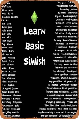 How To Speak Simlish The Basics To The Tin Metal Signs Home Décor 8x12