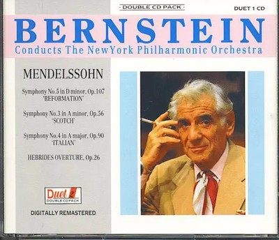 2xCD Mendelssohn / Leonard Bernstein Symphonies 3-5 / Hebrides Overture FAT BOX
