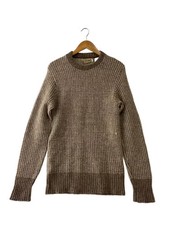 L.L.Bean 80s Birdseye Knit Sweater Thick , Medium, Beige Wool