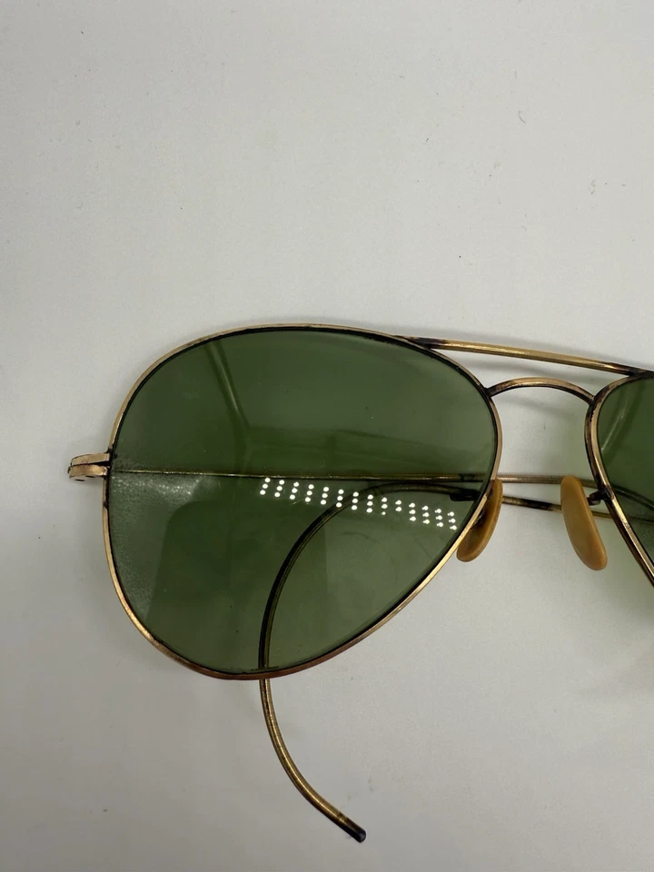 Gafas de sol doradas vintage años 40-50 gancho aviador sin marca leer 1/10 12K GF Foto 2 de 4