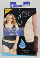 JUST MY SIZE Women's Smooth Stretch Microfiber Hipster Panty 5-Pack, Size 14