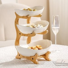 2/3-Tier Serving Bowls Fruit Bowl with Stand Snack Dessert Cake Tray Plate Rack 