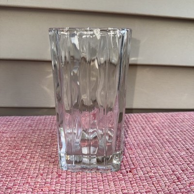 Mikasa Studio Nova Crystal Heavy Vase with Vertical Wavey Lines