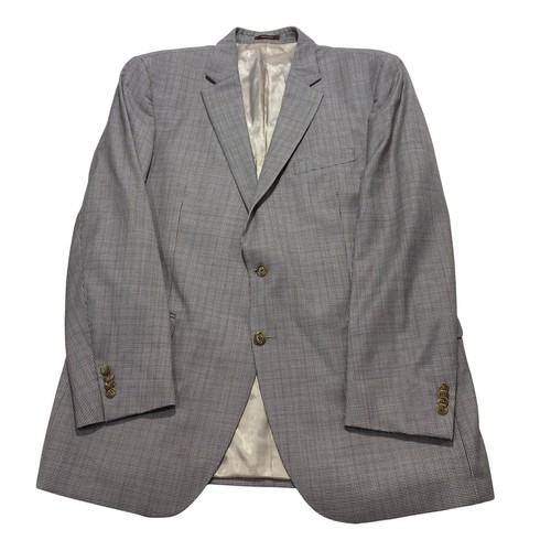 Peter Millar Sport Coat Blazer Mens Size 46 T White Black Plaid Houndstooth Wool