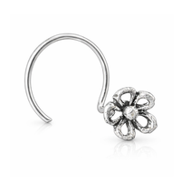 Blume Nasenstecker 5Mm 22G (0,6Mm) 925 Silber Locken Biegepfosten BöHmisch Sc...
