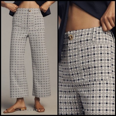 レディースウェア WS DOBBY SUCKER CROPPED PANTS Maeve Colette Dobby Jacquard Crop Pants Size 27 4 Sm Navy Combo