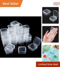 48 Pack Small Plastic Storage Containers Clear Hinged Lid for Crafts Jewelry