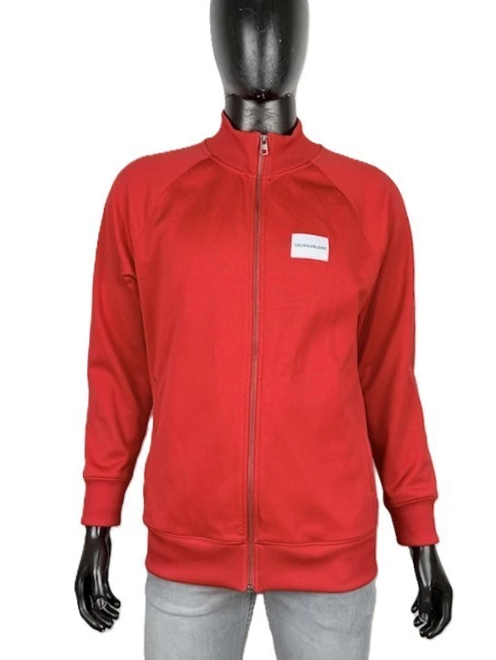 Calvin Klein Jeans sweat-shirt homme L rouge zippé col haut logo décontracté - Photo 3/4