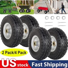 10-Inch Solid Rubber Tire Wheels 4.10/3.50-4" Flat Free Tire Hand Truck Dolly