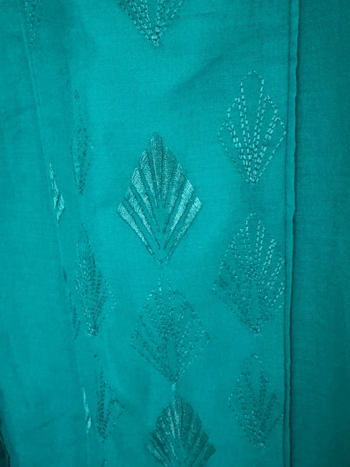 FAB MONSOON TEAL EMBROIDERED & LINED COTTON SKIRT - SIZE 22!! - Image 4 of 4