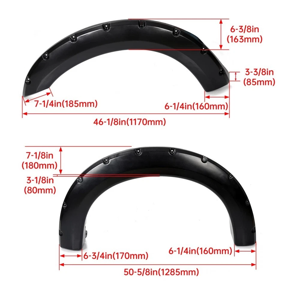 4x Fender Flares For 1999-2007 Ford F250 F350 SuperDuty Wheel Pocket Rivet Style Foto 3 de 4