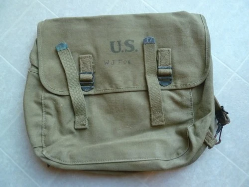 Nice Original OD WW2 US Army Military M1936 Musette Shoulder Bag 1942 Named