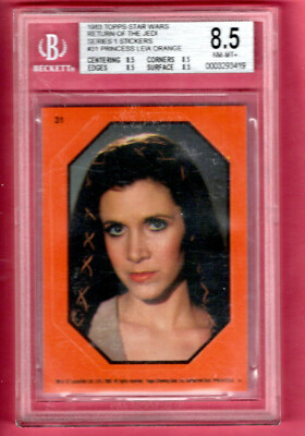 1983 topps Star Wars Series 1 Sticker #31 PRINCESS LEIA Orange Graded NM-MT +8.5