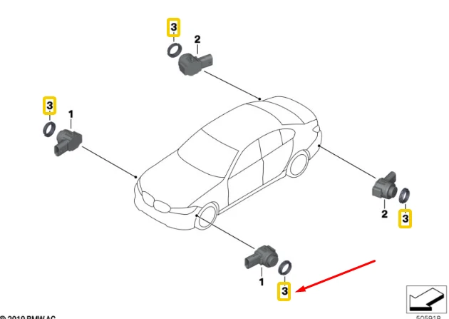 NEU BMW 1 F40 ULTRASCHALLSENSORENTKOPPLUNGSRING 9390408  