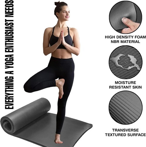 NLFITNESS Tappetino Yoga Grande Palestra Allenamento 10MM - 183cm x 60cm Yoga Multiuso - Foto 2 di 8