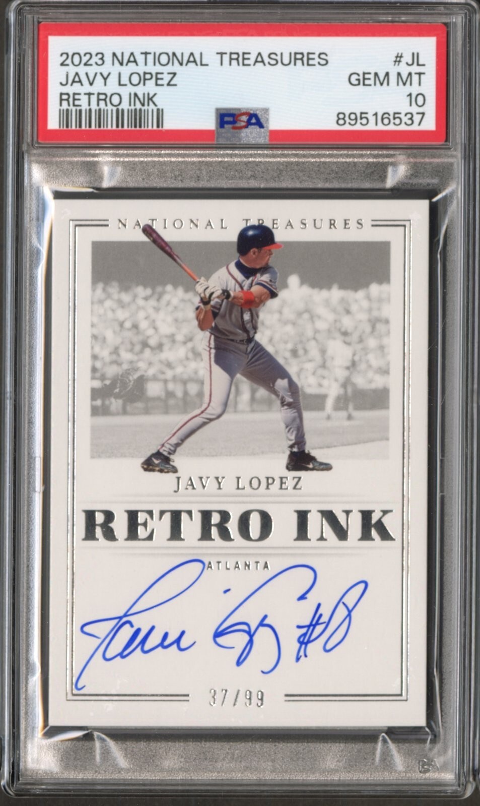 2023 National Treasures Retro Ink Javy Lopez Auto #JL PSA 10 GEM MINT