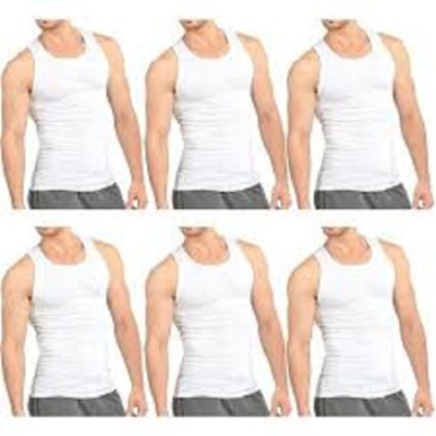 #ad 6 Packs Men#x27;s White Black A Shirts quot;100% Cotton TANK TOP quot; $17.99