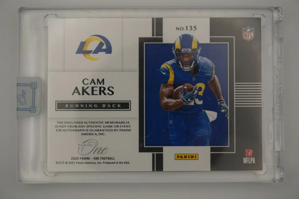 Cam Akers Rams Panini One Premium Rookie Patch Autograph Blue #'d /49 - Image 3 of 3