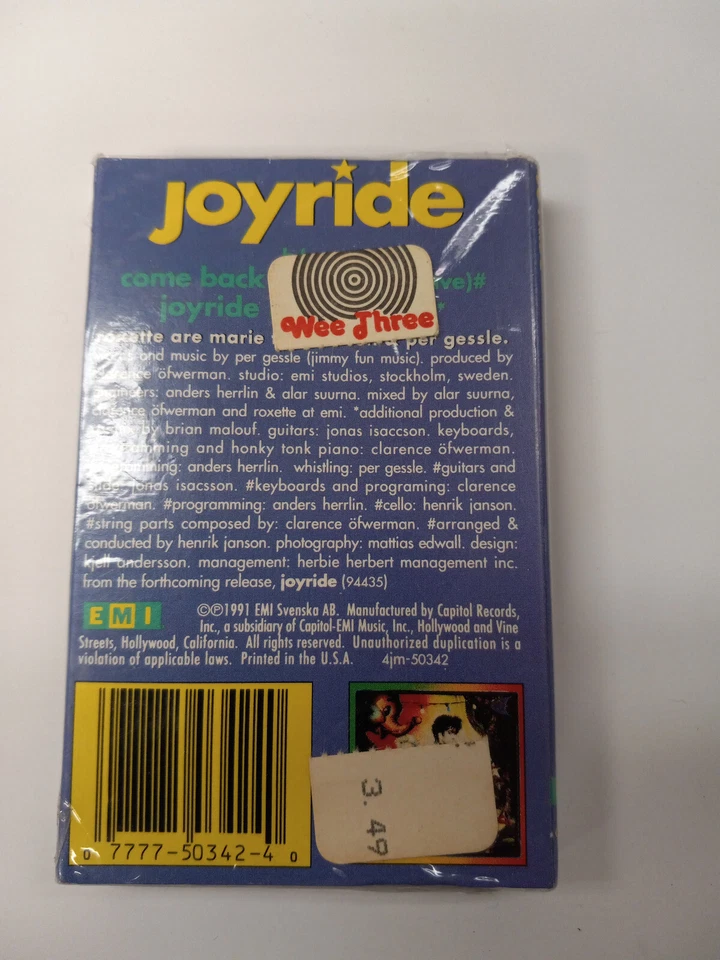 Roxette – Joyride - EMI USA – 4JM-50342 - 1991 - Cassette Single BRAND NEW - Image 2 of 2