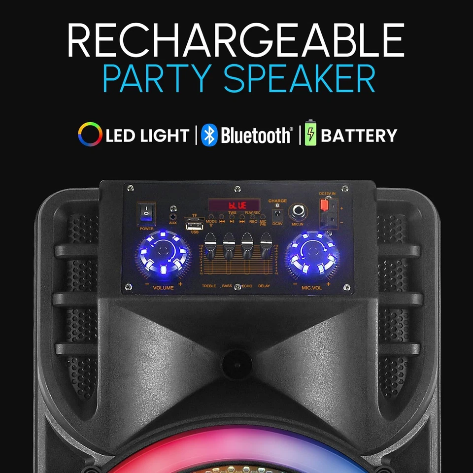 Dual 12" Bluetooth Speaker LOUD Subwoofer Heavy Bass Sound System Party & Mic - Image 4 of 4