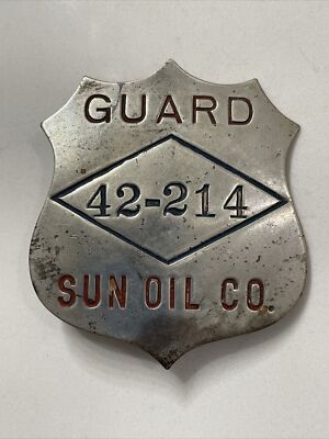 Vintage ~1940 Obsolete Sun Oil (Sunoco) Company Guard Badge Original Pin