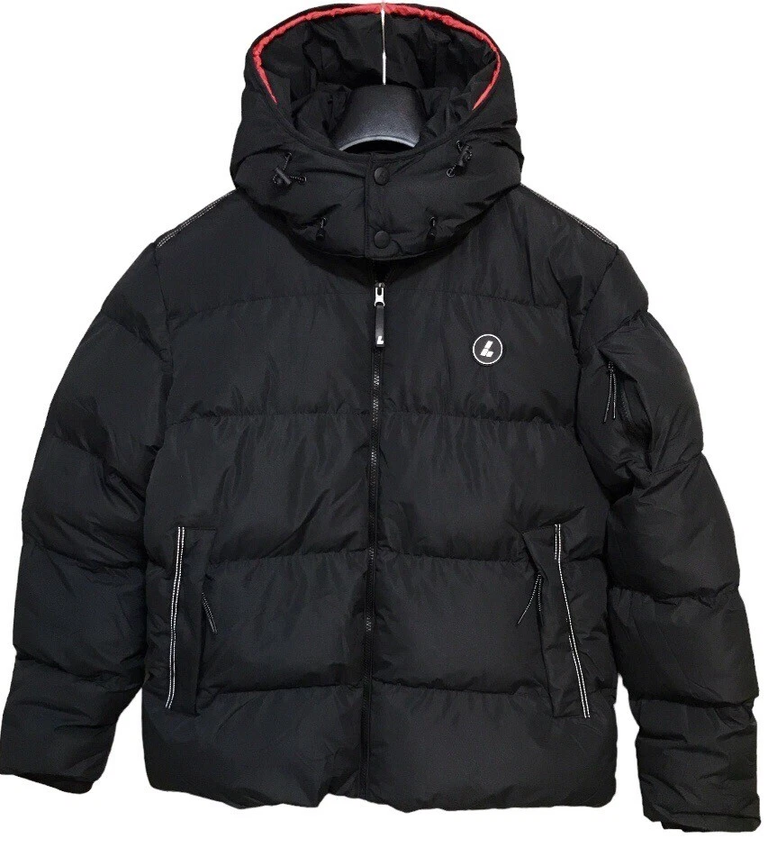Lorenzo Veratti Puffer Jacket Quilted Coat Black Zip/ Hood Snow/ Ski /Flight NWT