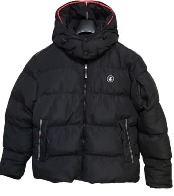Lorenzo Veratti Puffer Jacket Quilted Coat Black Zip/ Hood Snow