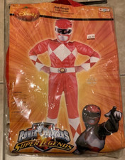 Disney Red Power Ranger Super Legends Costume Youth Medium 7-8 NEW CRACKED MASK
