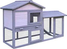 AllMyPets Conigliera in Legno da Esterno Casetta con Tetto Apribile e Recinto