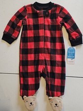 Carter's Baby Footie Pajamas   3 Months   NWT   Plaid with Bear Feet