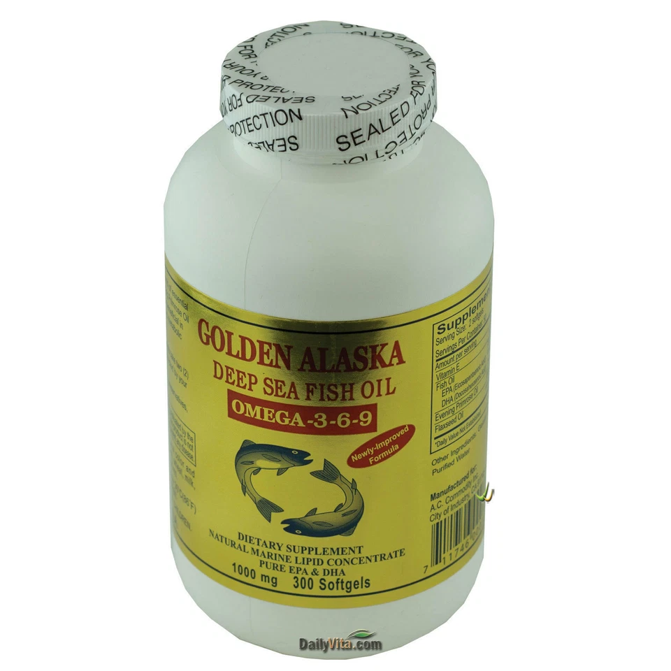 3 x Gold Vitamin Golden Alaska Deep Sea Fish Oil Omega 3-6-9 300 Softgels - Image 2 of 4
