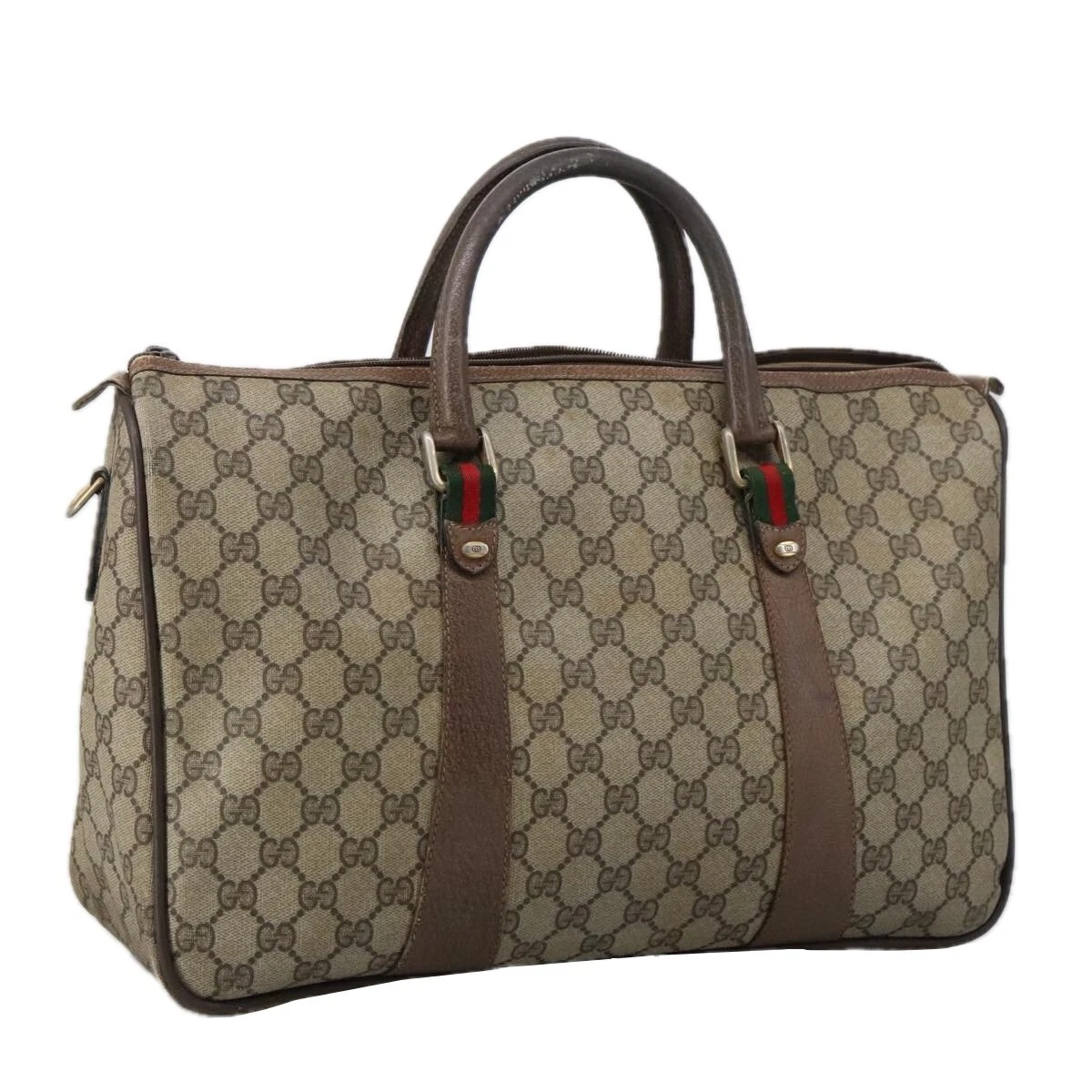 Sac à main GUCCI GG Supreme Web Sherry Line PVC beige rouge 39 02 041 authentique 103538