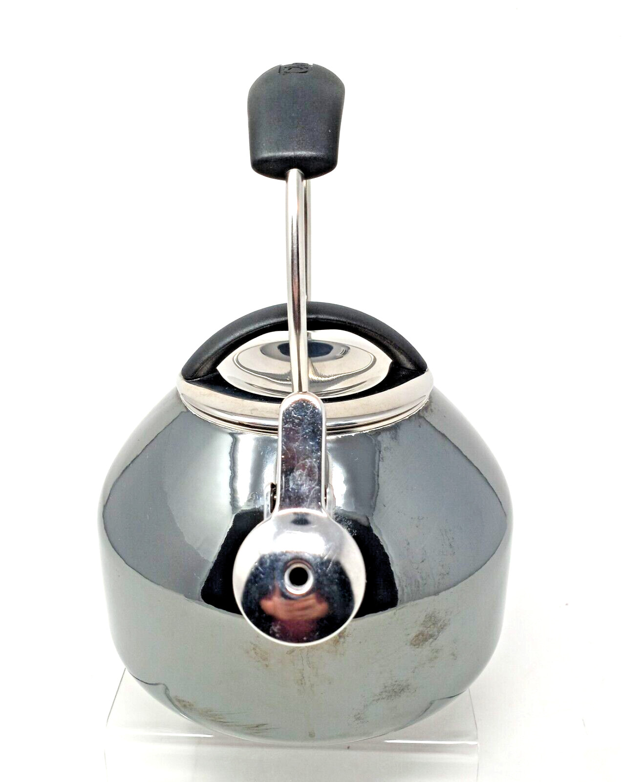 CHANTAL Whistling Tea Kettle - Teapot Silver & Onyx Enamel - 1.8 Quart