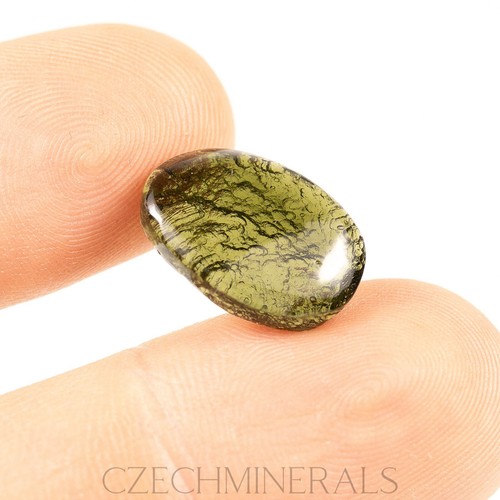1.67g MOLDAVITE genuine tektite rare handmade caboshon + CERTIFICATE #CM1936 - Picture 3 of 6