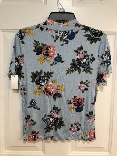 Candies Shirt Juniors XLarge Blue Floral Retail $28 (s-blk-40-2) - Picture 2 of 6