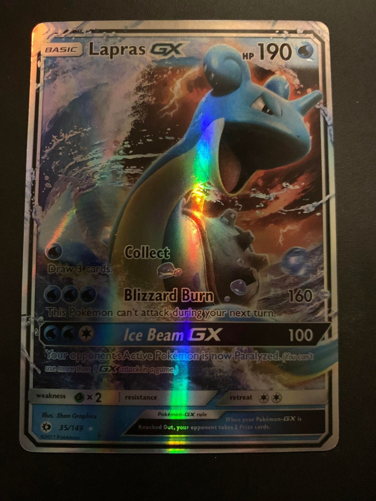 Pokemon Sun & Moon Base - Lapras GX 35/149 Ultra Rare Holo - 2017 NM