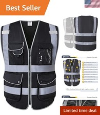 High Visibility 9-Pocket Safety Vest - ANSI Class 1 Certified, Multi-Functional