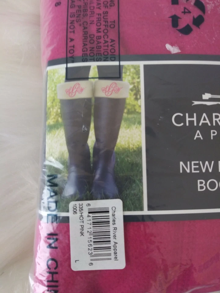 Charles River Apparel Women's Large New Englander Boot Socks Fleece Hot Pink - Image 4 of 4