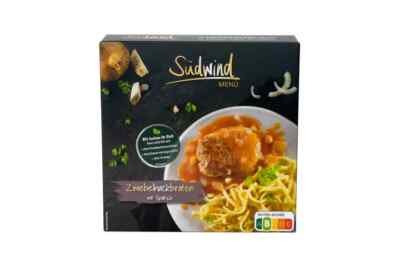 Südwind Zwiebel-Hackbraten aus Schweinefleisch  würziger Sauce mit Spätzle 375g