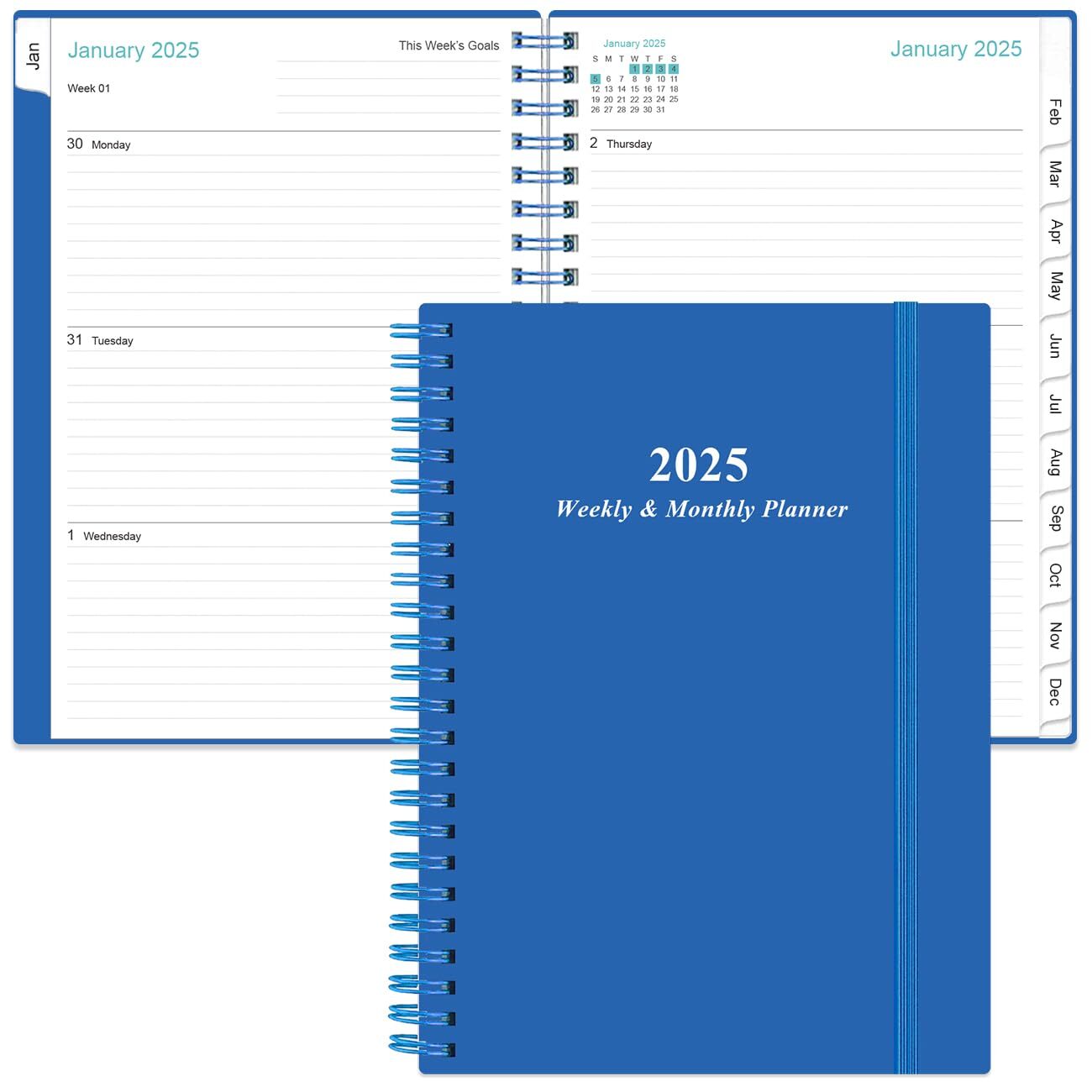 Planner 2025 - A5 Weekly & Monthly Planner Spiral Bound January 2025 - Decemb...-image